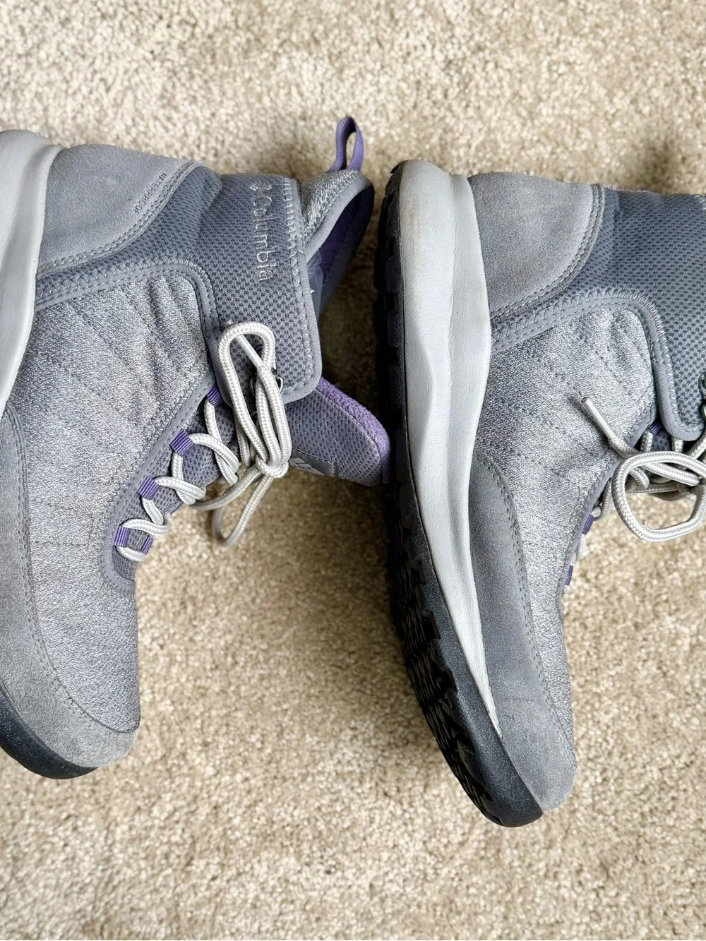 Columbia Gray and Lavender Women's Lace-Up Hiking /SnowWaterproof Boots Size 8
